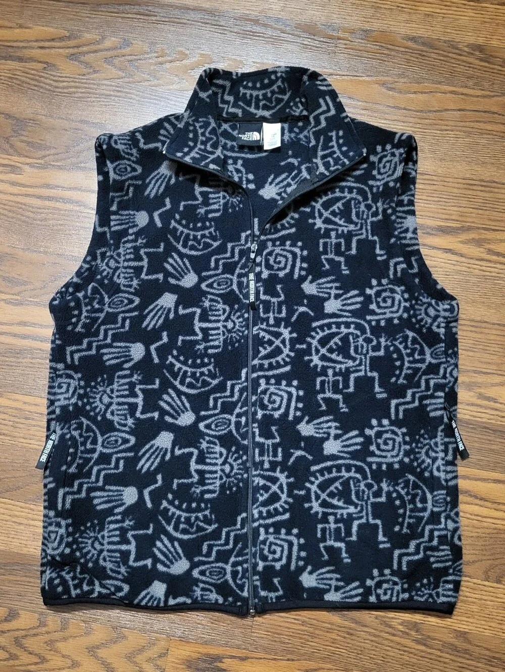 Fleece Full Zip NORTH FACE Vest Tribal People GEOMETRIC Print Mens M / Womens L
